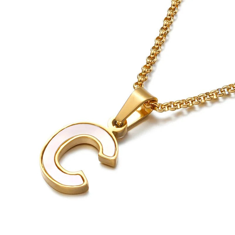 Enamel Initial Letter Necklace