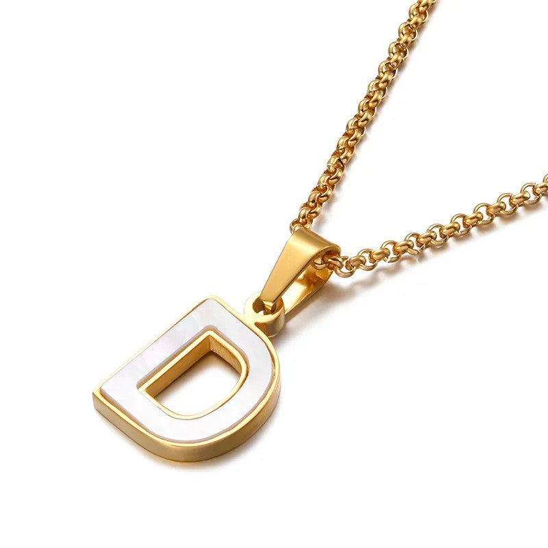 Enamel Initial Letter Necklace
