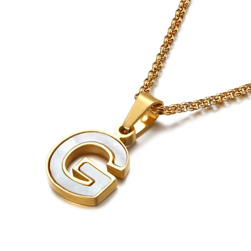 Enamel Initial Letter Necklace