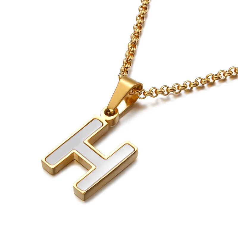 Enamel Initial Letter Necklace