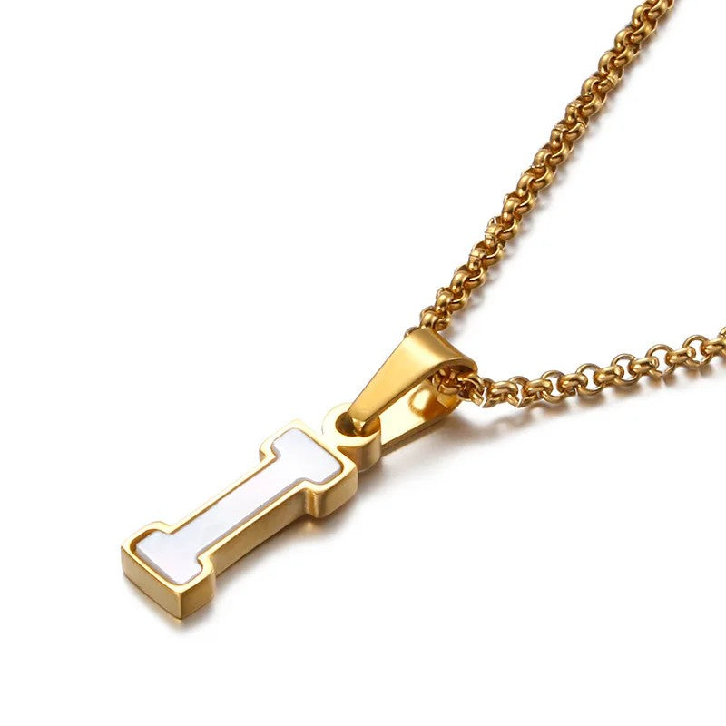 Enamel Initial Letter Necklace