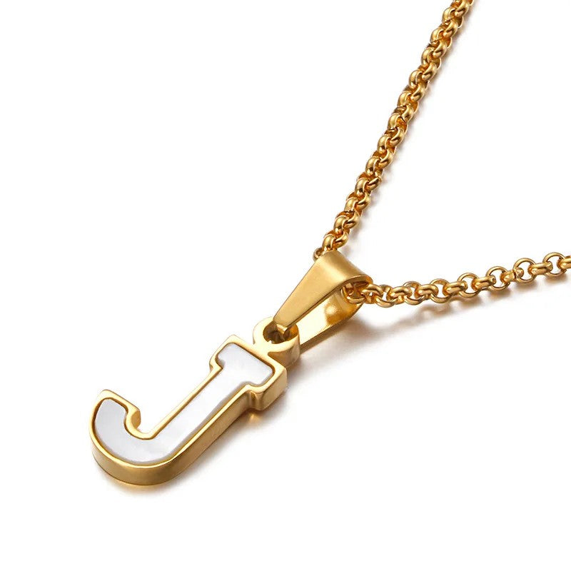 Enamel Initial Letter Necklace