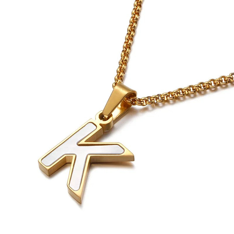 Enamel Initial Letter Necklace