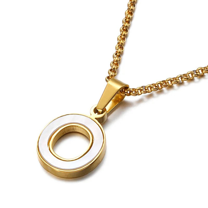Enamel Initial Letter Necklace
