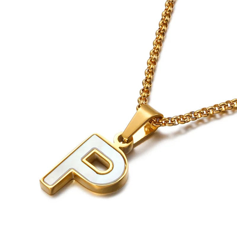 Enamel Initial Letter Necklace