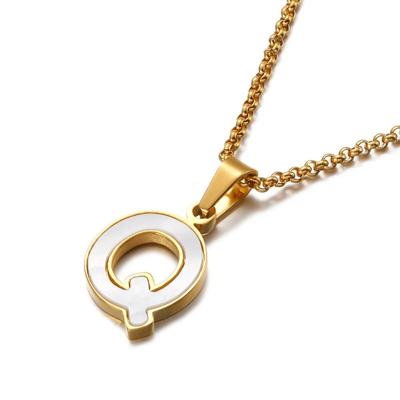 Enamel Initial Letter Necklace