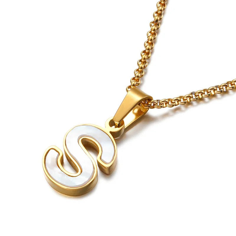 Enamel Initial Letter Necklace