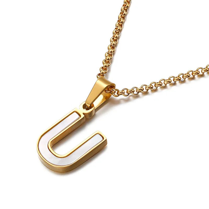 Enamel Initial Letter Necklace