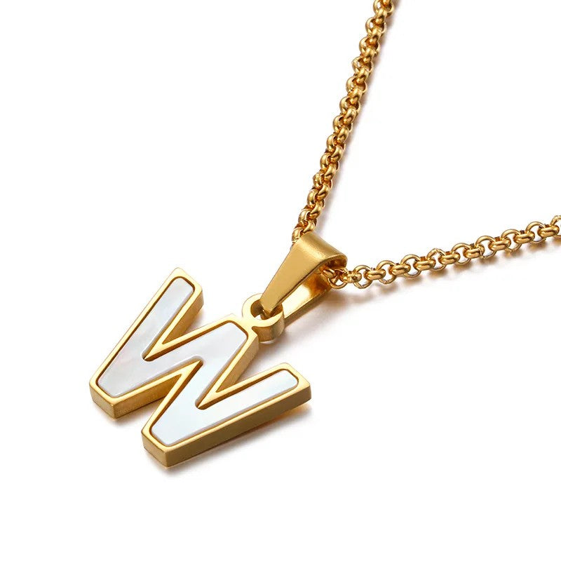 Enamel Initial Letter Necklace