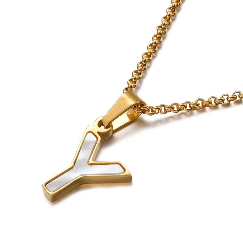Enamel Initial Letter Necklace