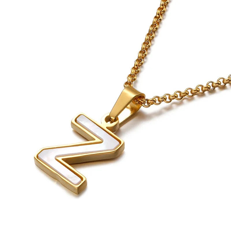Enamel Initial Letter Necklace