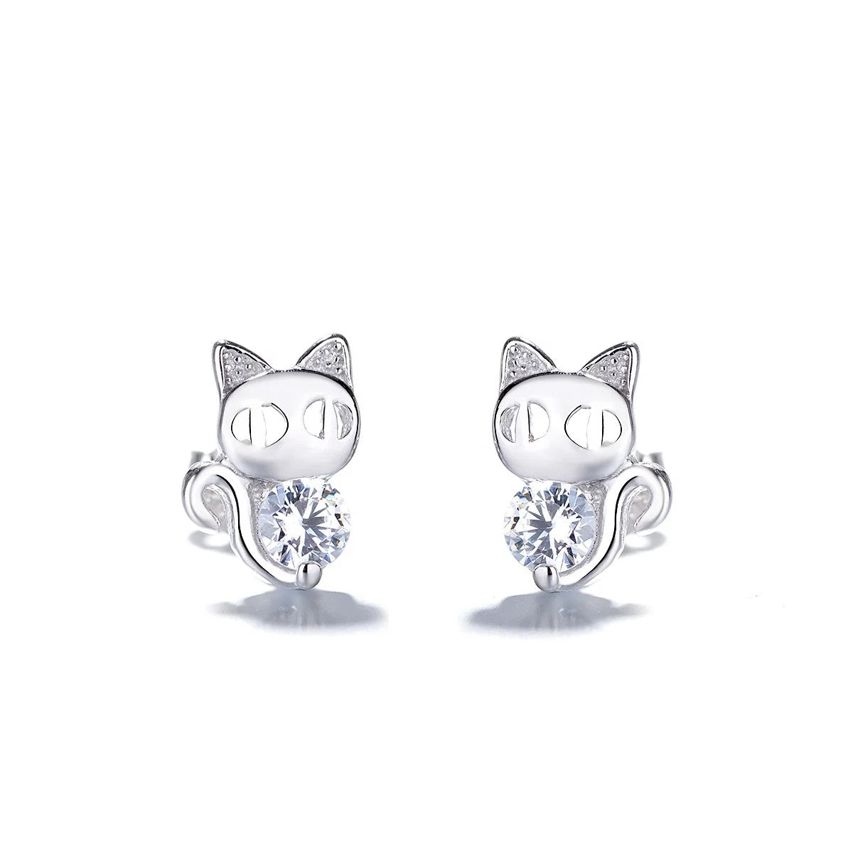 Crystal Cat Stud Earrings