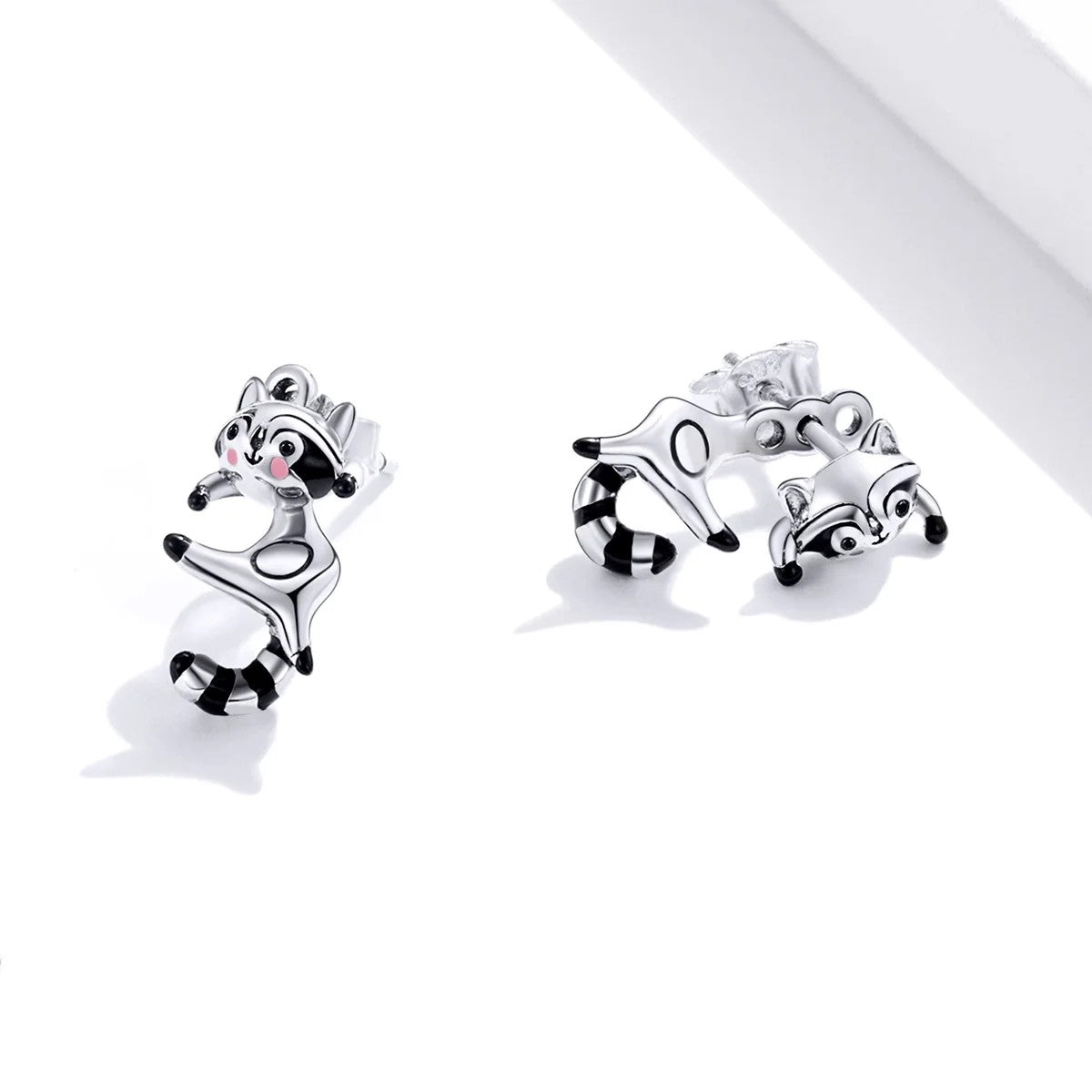 Playful Raccoon Drop Earrings