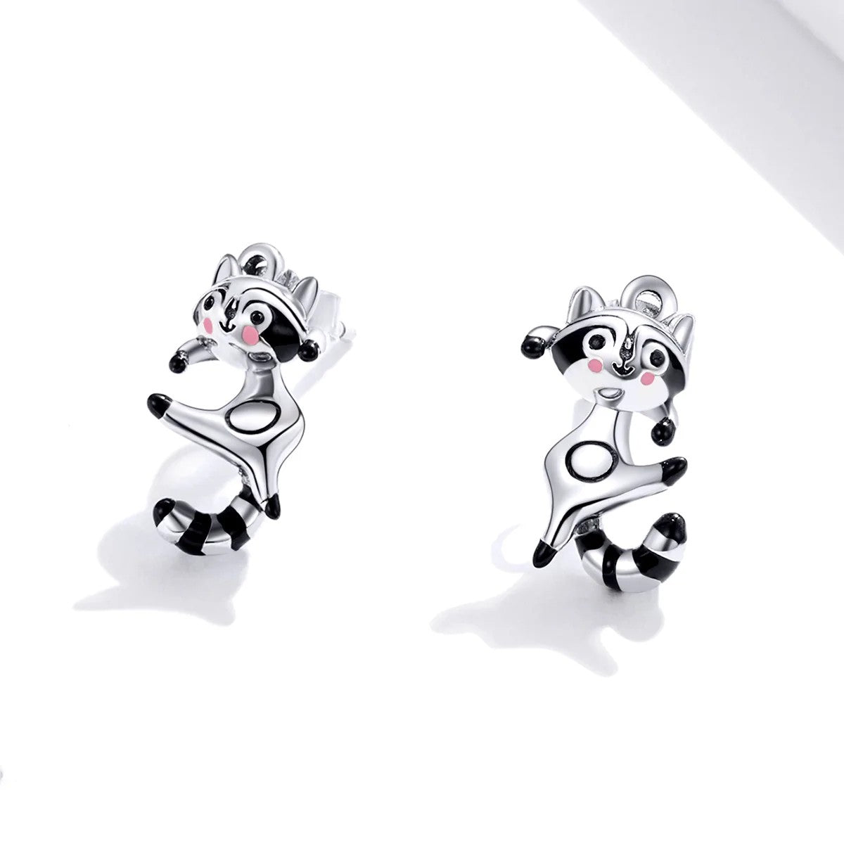 Playful Raccoon Drop Earrings