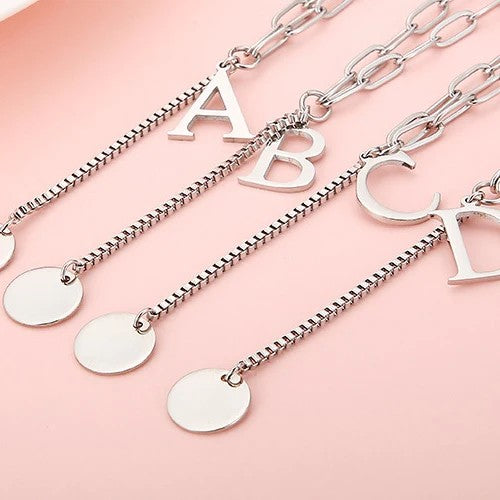 Initial Letter Box Chain Necklace