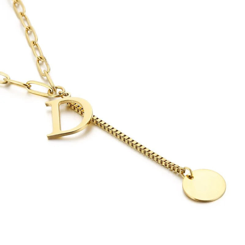Initial Letter Box Chain Necklace