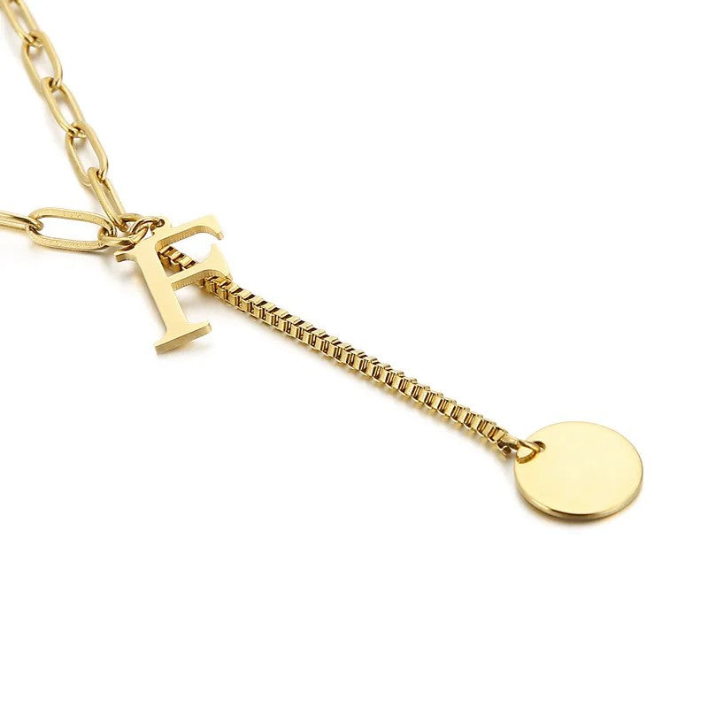 Initial Letter Box Chain Necklace