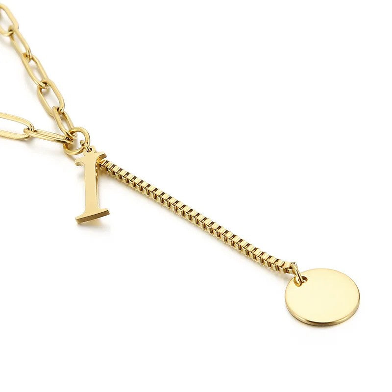 Initial Letter Box Chain Necklace