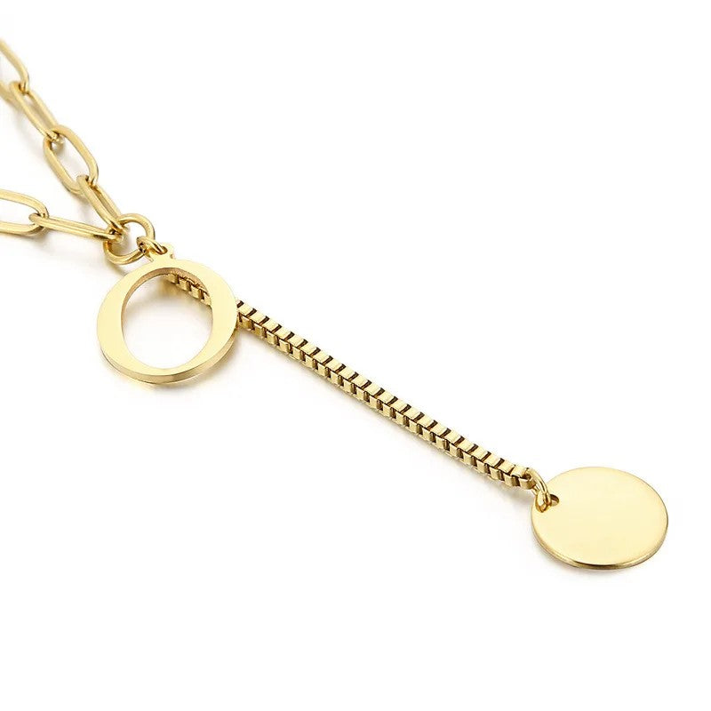 Initial Letter Box Chain Necklace