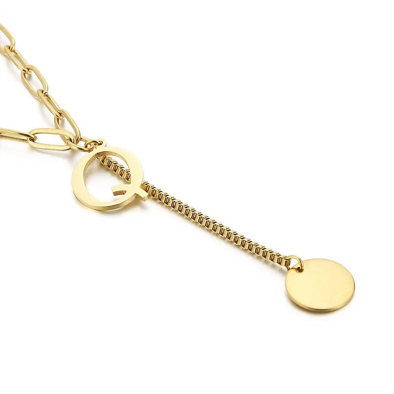 Initial Letter Box Chain Necklace
