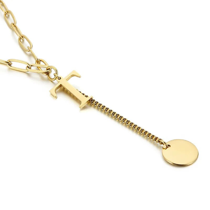 Initial Letter Box Chain Necklace