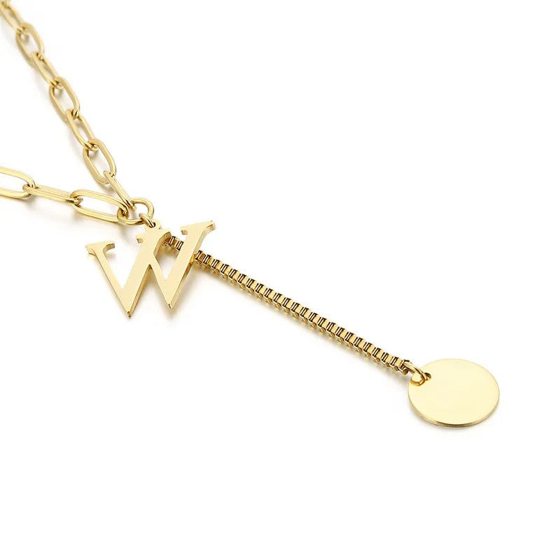 Initial Letter Box Chain Necklace