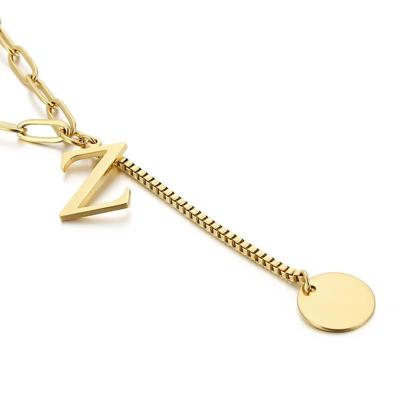Initial Letter Box Chain Necklace