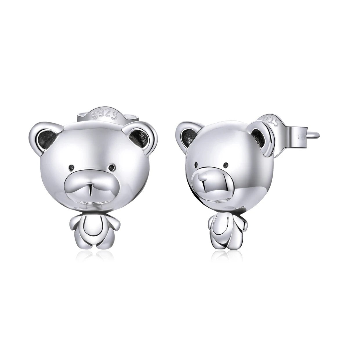 Silver Bear Stud Earrings