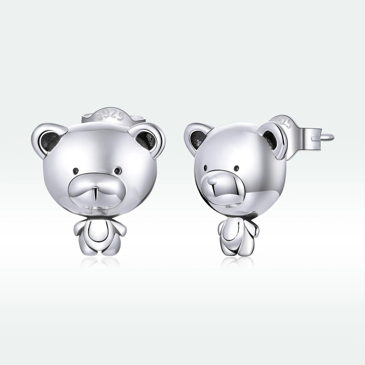 Silver Bear Stud Earrings