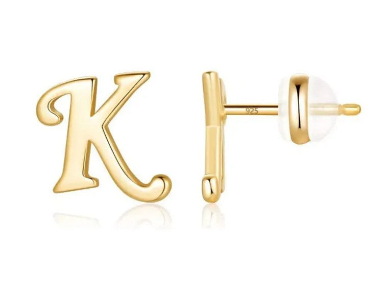 Gold Letter D Stud Earring