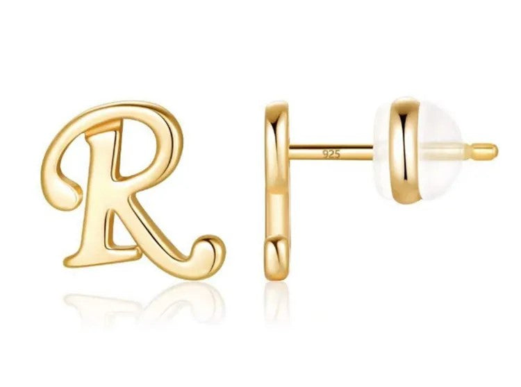 Gold Letter D Stud Earring