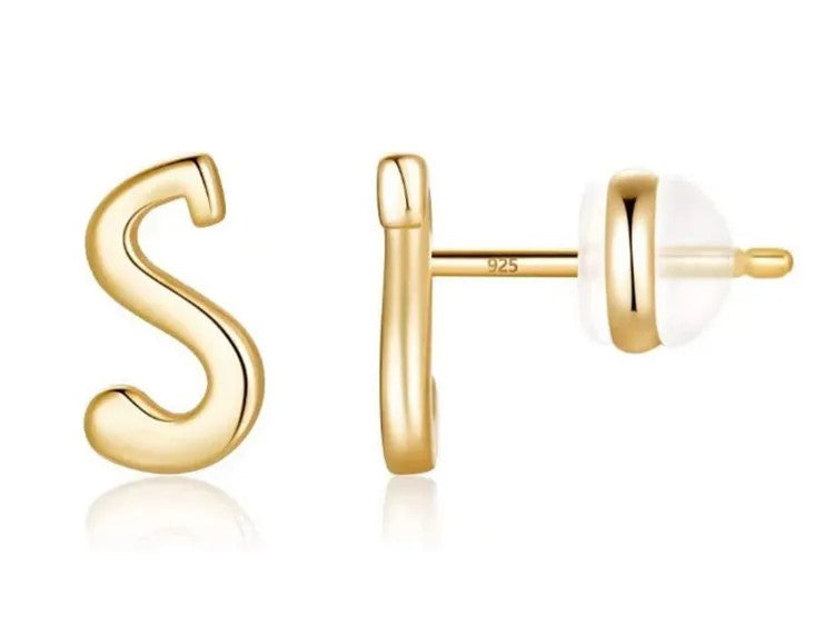 Gold Letter D Stud Earring