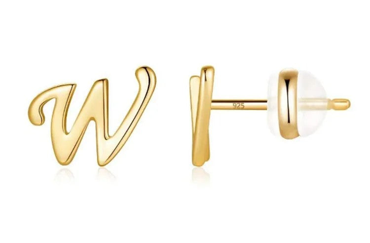 Gold Letter D Stud Earring