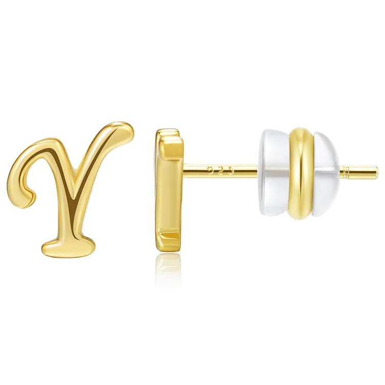 Gold Letter D Stud Earring