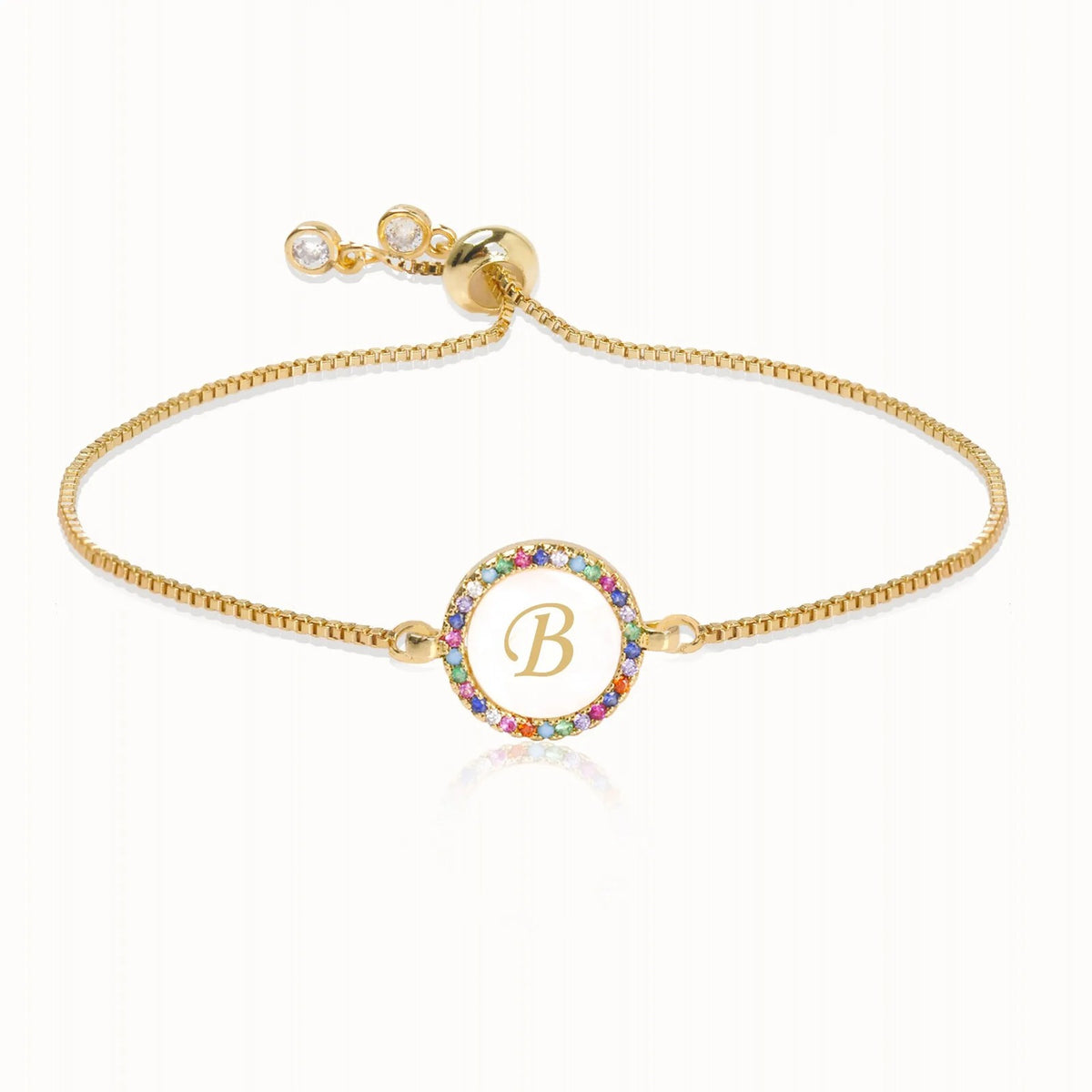 Rainbow Crystal Initial Bracelet