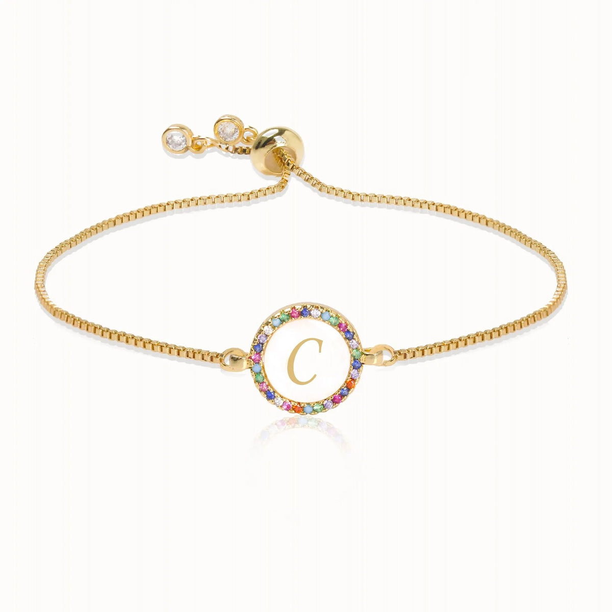 Rainbow Crystal Initial Bracelet