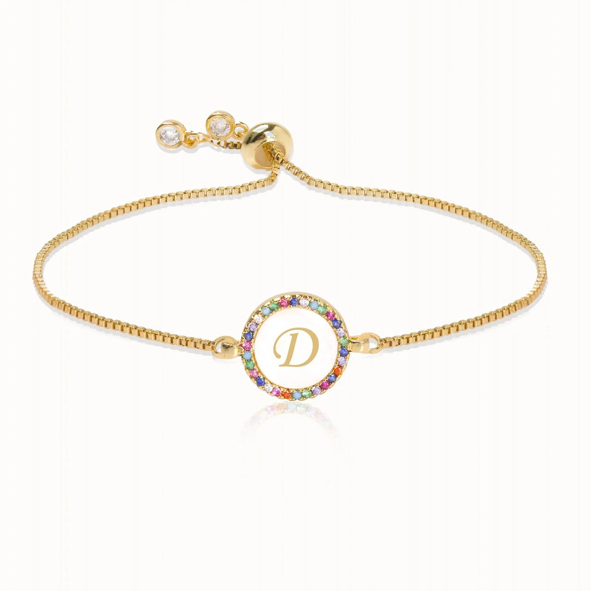 Rainbow Crystal Initial Bracelet