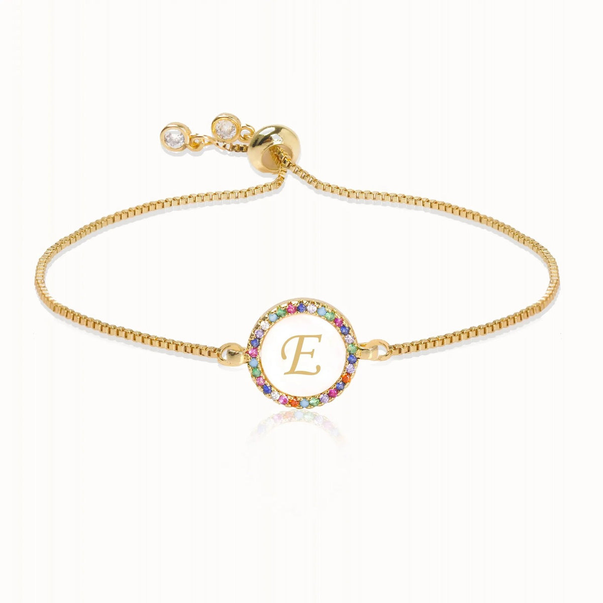 Rainbow Crystal Initial Bracelet