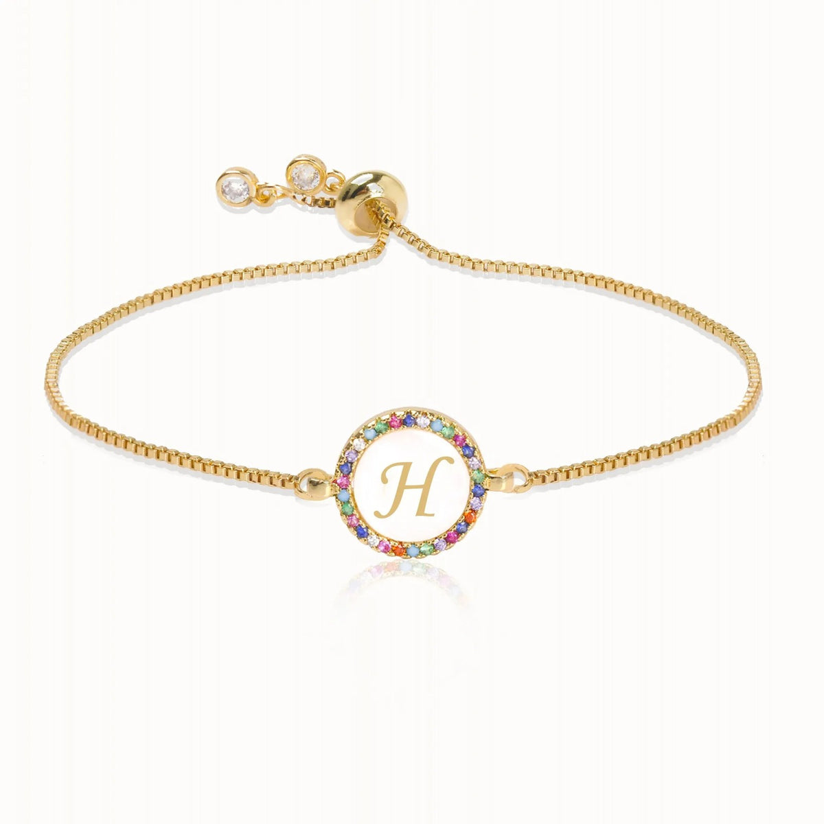 Rainbow Crystal Initial Bracelet