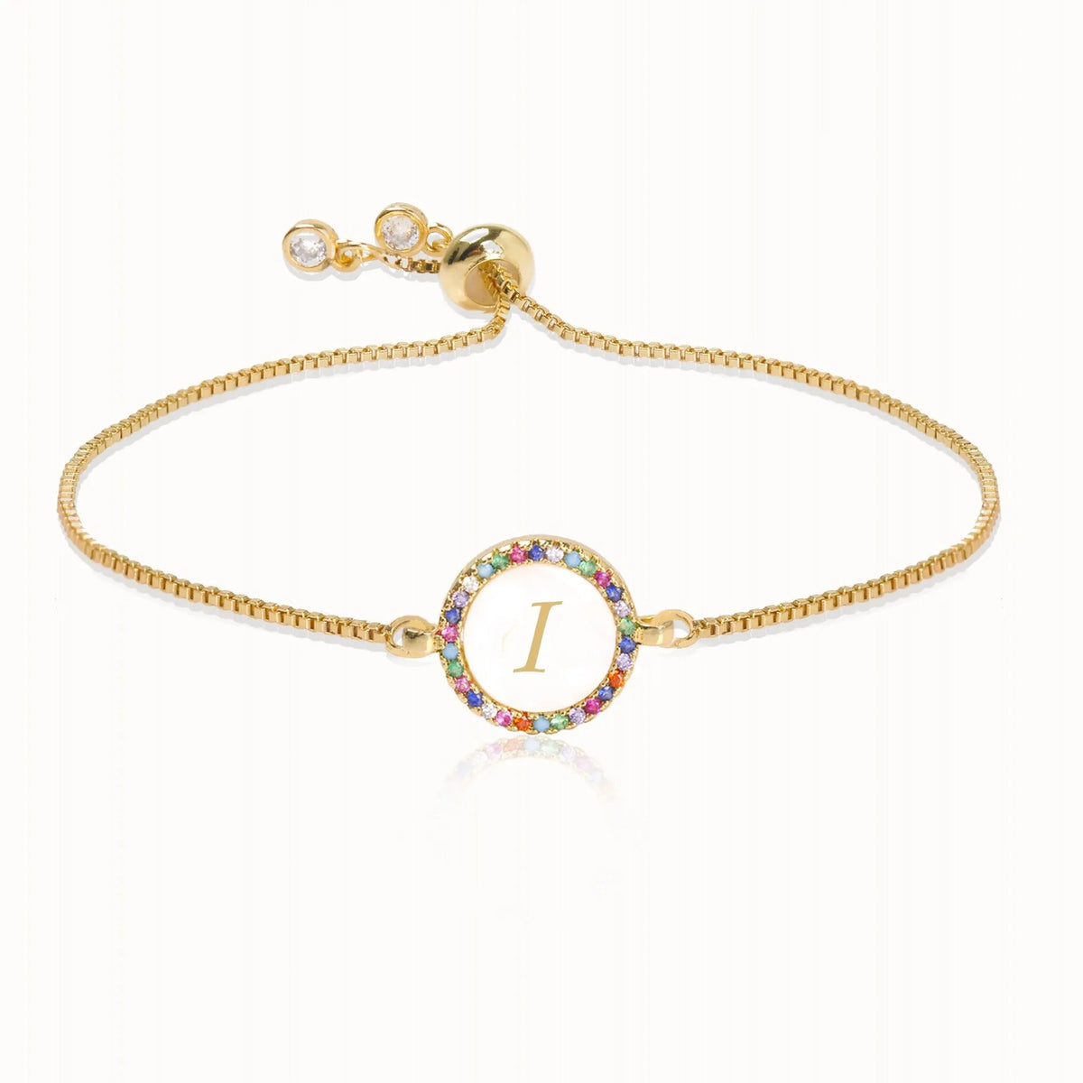 Rainbow Crystal Initial Bracelet