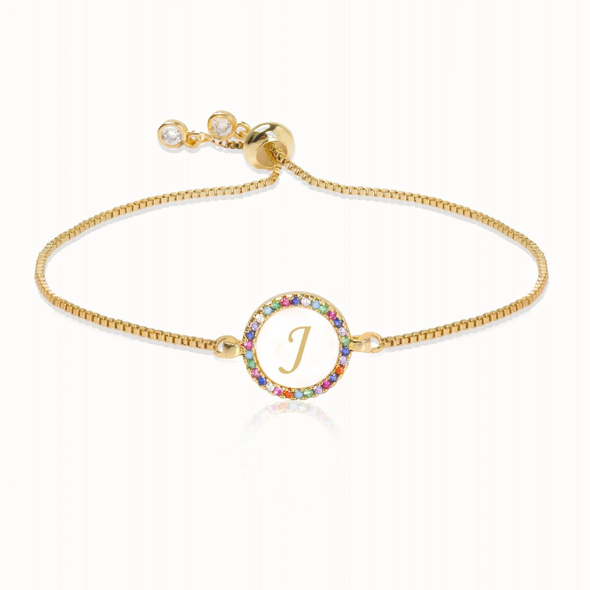 Rainbow Crystal Initial Bracelet
