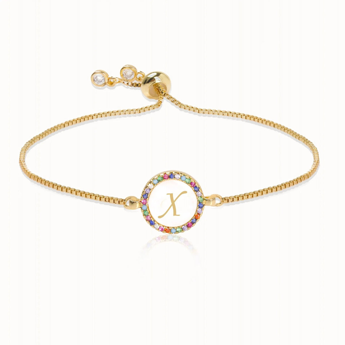 Rainbow Crystal Initial Bracelet