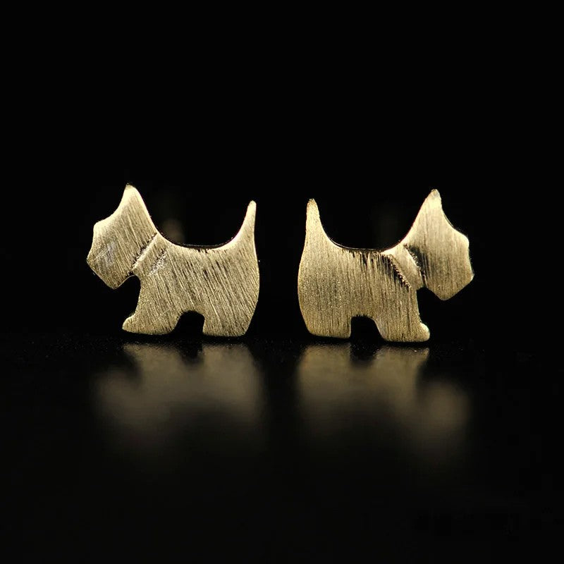 Brushed Dog Stud Earrings