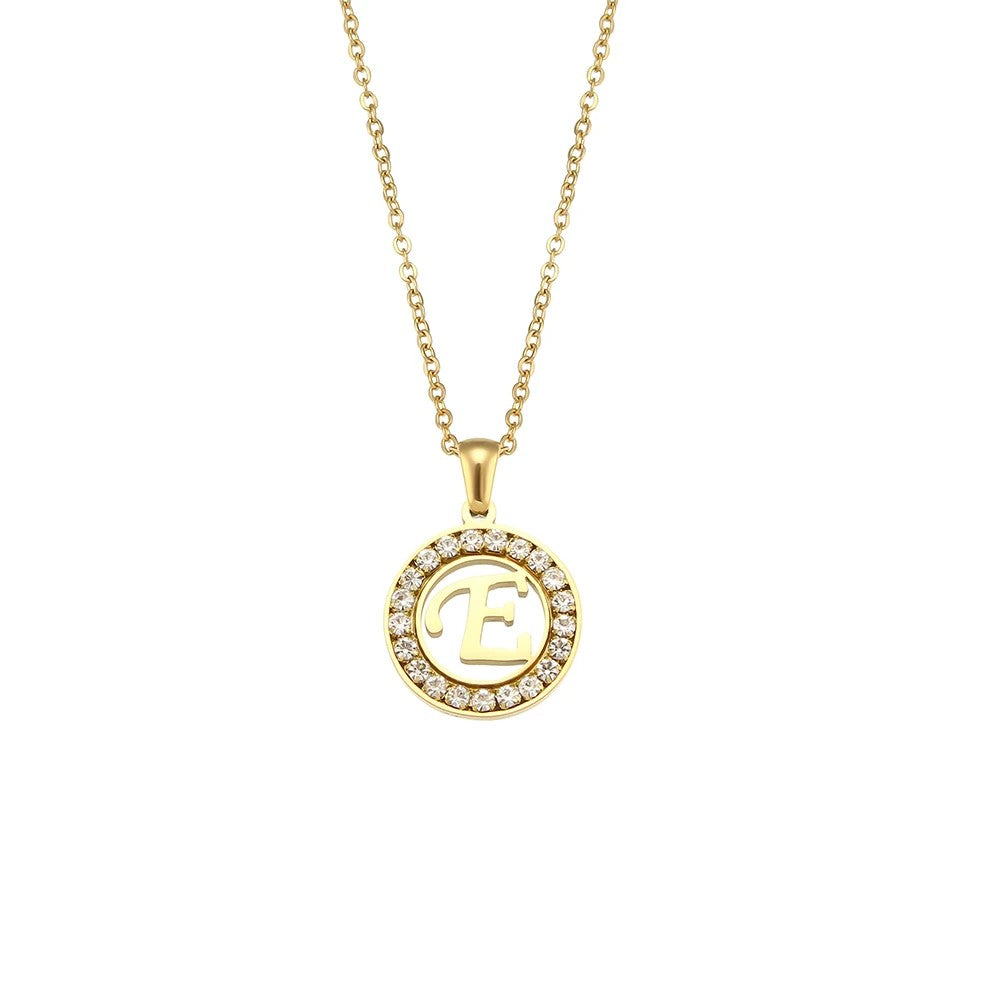 Crystal Initial Circle Necklace