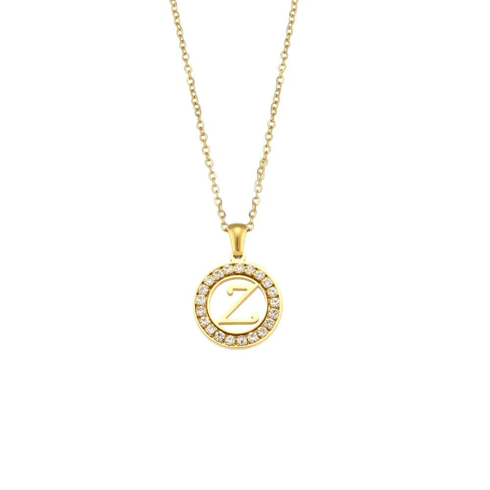 Crystal Initial Circle Necklace