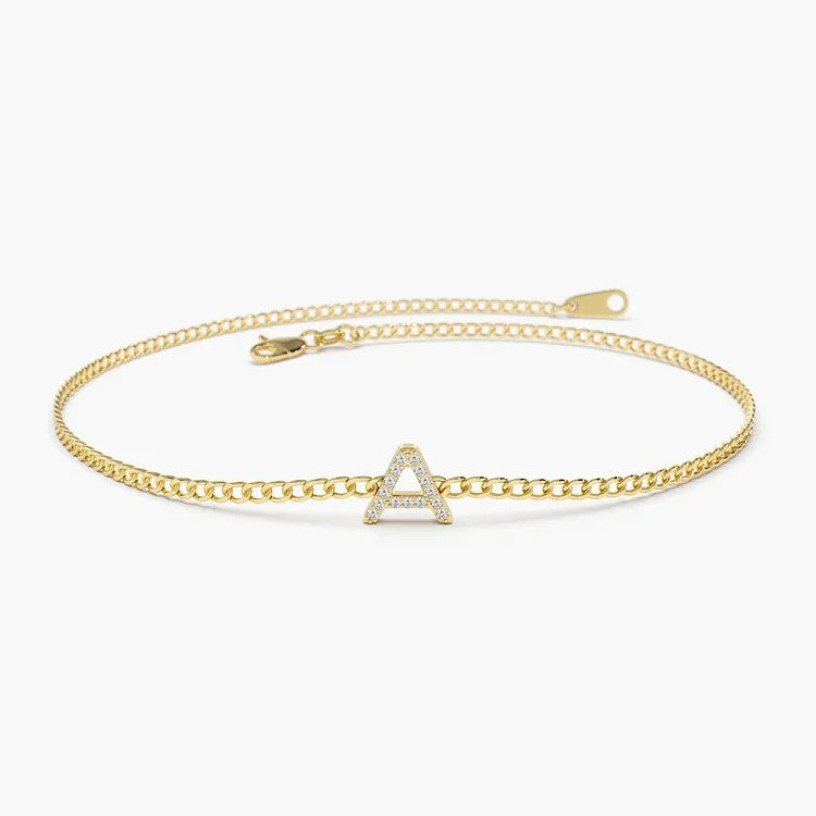 Crystal Initial A Link Bracelet