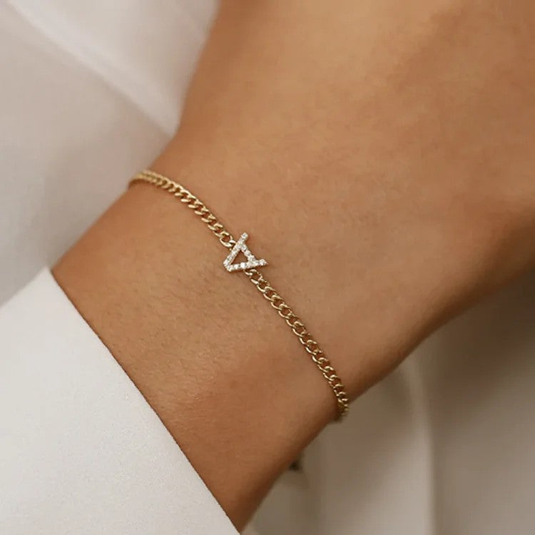 Crystal Initial A Link Bracelet