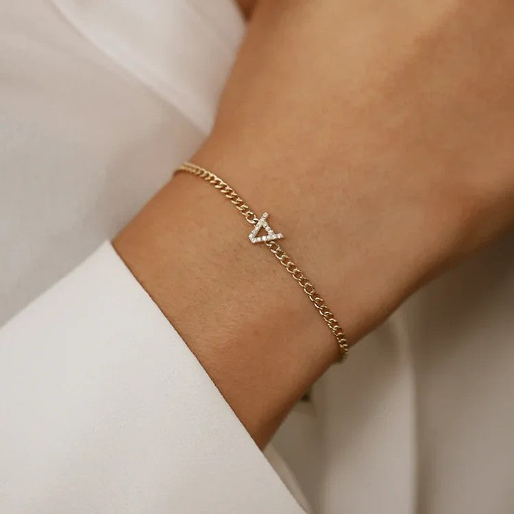 Crystal Initial A Link Bracelet