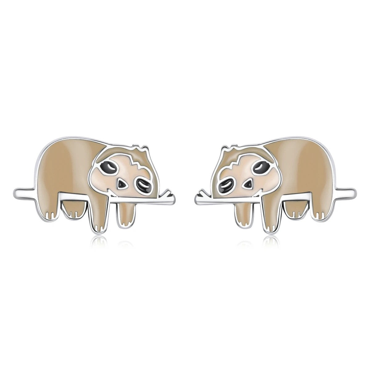 Brown Sloth Stud Earrings