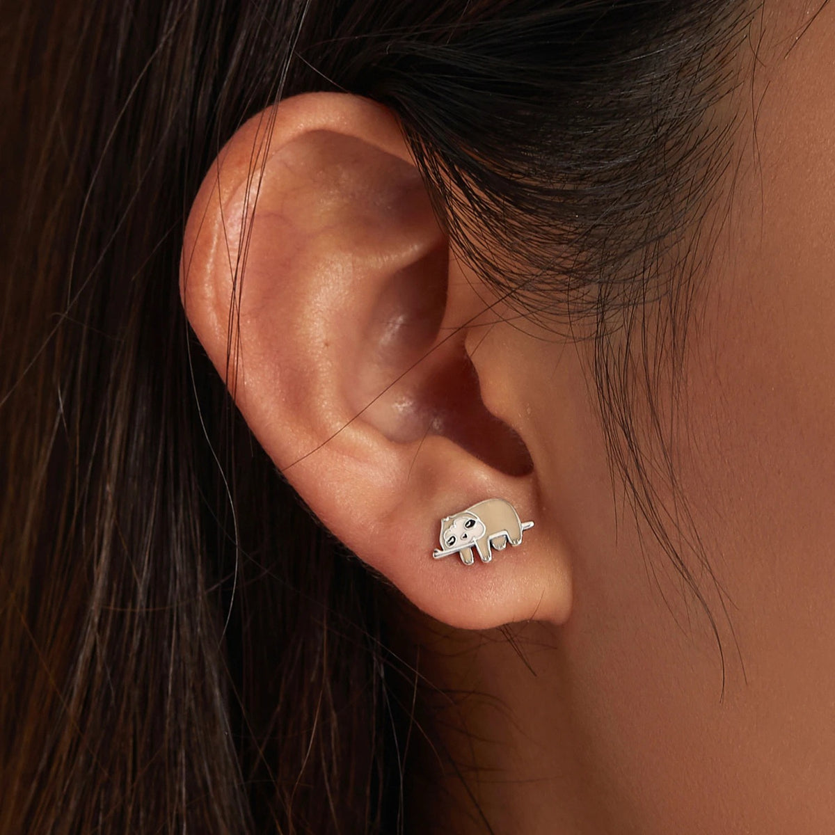 Brown Sloth Stud Earrings